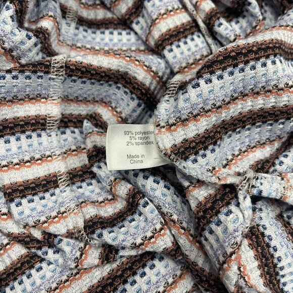 Lane Bryant Cowl Neck Step Hem Waffle Knit Top 14/16 Long Sleeve Striped Shirt - Picture 4 of 8
